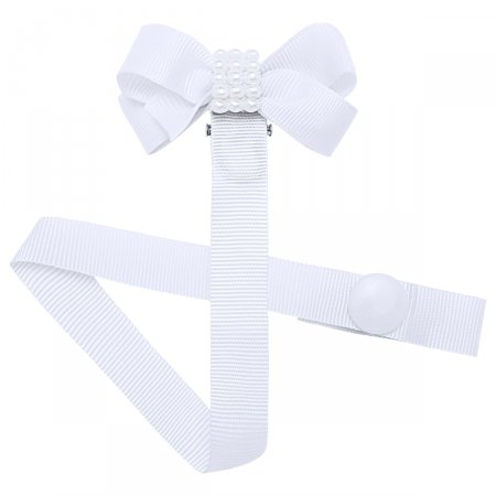Prendedor de Chupetas para bebê Laço & Mini Pérolas Branco - Roana