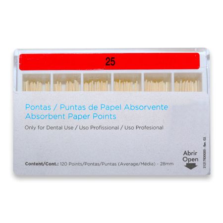 Cone de Papel Iso 28mm com 120 - Dentsply Sirona Cone de Papel Iso 25 28mm - Dentsply Sirona