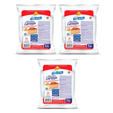 Kit 3x Bolo Lowçucar Sabor Laranja 1kg