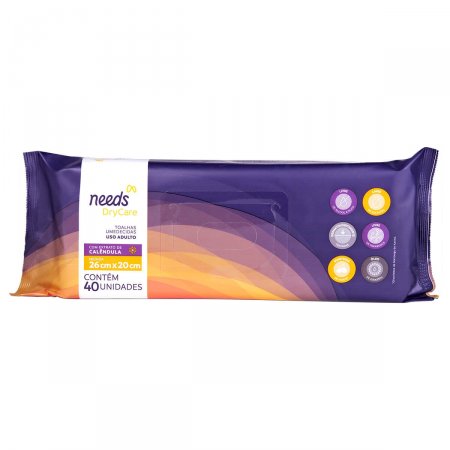 Lenço Umedecido Needs Dry Care Adulto com 40 unidades