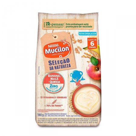 Cereal Mucilon Banana, Maçã e Quinoa Infantil com 180g