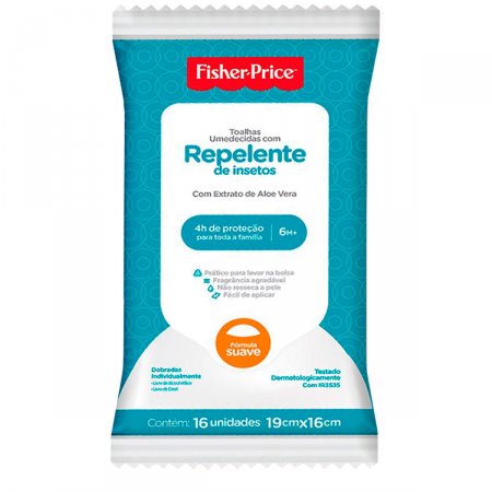 Toalhas Umedecidas com Repelente de Insetos 16 unidades (6m+) - Fisher Price