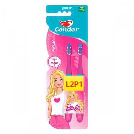 Kit Escova de Dente Condor Júnior Barbie com 2 unidades