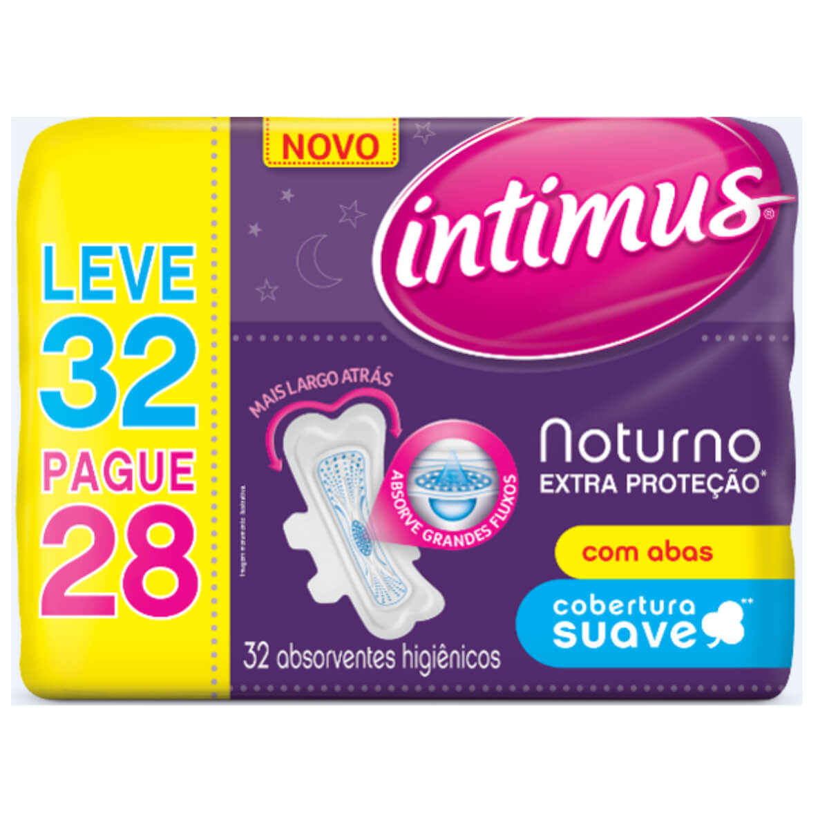 Absorvente Intimus Noturno Extra Proteção Suave com Abas