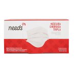 Máscara Descartável de Tripla Proteção Needs com 50 unidades