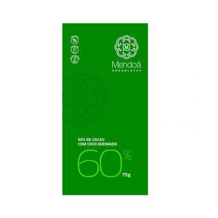 Chocolate 60% de Cacau com Coco Queimado 75g - Mendoá
