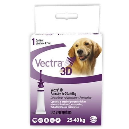 Vectra 3D Antipulgas e Carrapatos para Cães de 25kg à 40kg