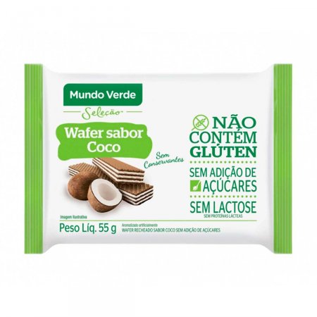 Wafer Mundo Verde Coco com 50g