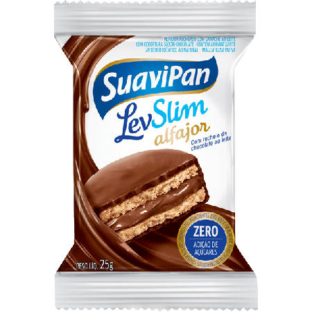 ALFAJOR SABOR CHOCOLATE AO LEITE 25g / DISPLAY C/ 12 UNID.