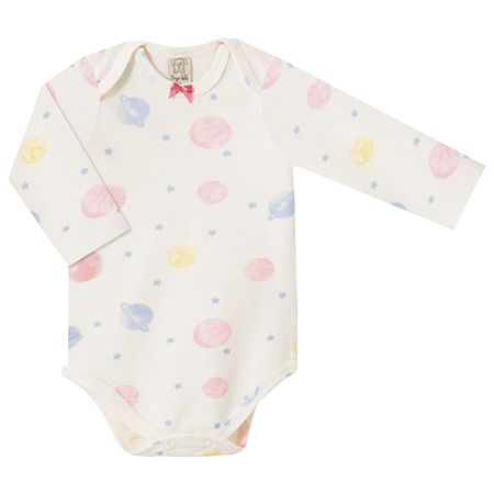Body longo para bebê em suedine Planetas - Pingo Lelê PL66945.PL BODY LONGO SUEDINE PLANETAS-P