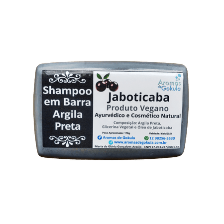 Shampoo em Barra de Argila Preta e Jaboticaba 170g - Vegano Shampoo em Barra Argila Preta e Jaboticaba 170g - Vegano