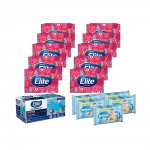 Kit 50 Máscaras, 460 Lenços Umedecidos Babysec E 10 Caixas De Lenços
