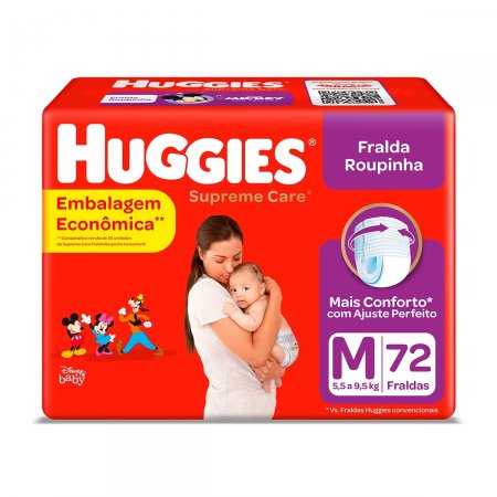 Fralda Roupinha Huggies Supreme Care Tamanho M com 72 unidades