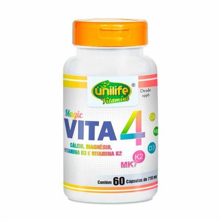 Vitaminas K2, D3, Cálcio E Magnésio Vita4 Unilife 60 Cápsulas De 710mg
