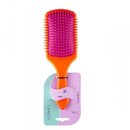 Escova de Cabelo Essencial Quadrada Laranja Lanossi LS0042