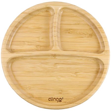 Prato de Bambu com Divisórias e Ventosa Green (6m+) - Clingo C3042 PRATO DE BAMBU COM DIVISORIA E VENTOSA
