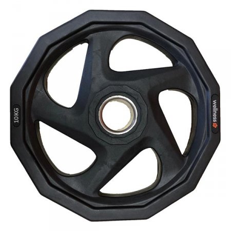 Anilha Olímpica Rubber com 5 furos de 10KG Wellness - WK012