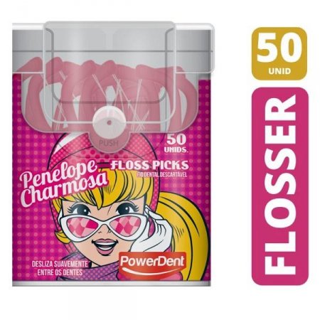 Fio Dental com Haste Descartável 50UNI Rosa - Higiene Bucal