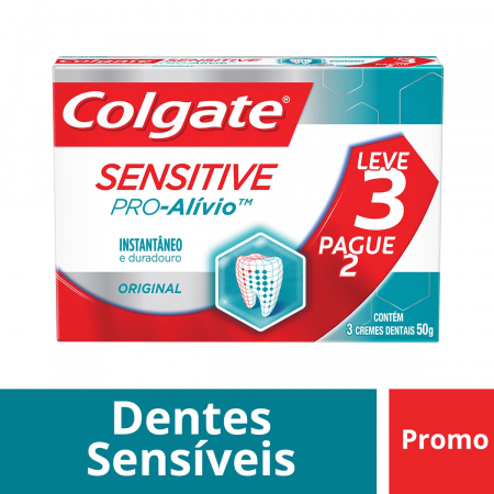Kit Pasta de Dente Colgate Sensitive Pro-Alívio Original com 3 unidades de 50g cada