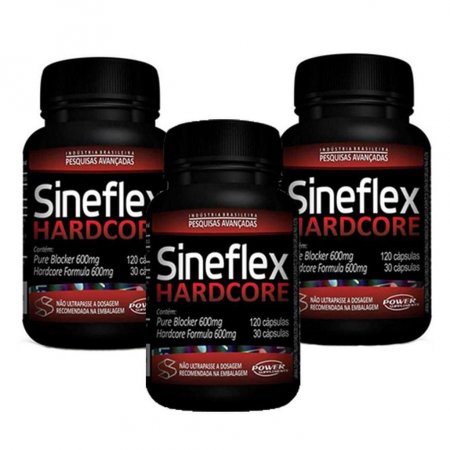 Kit 3 Sineflex Hardcore 150 Cápsulas Power Supplements