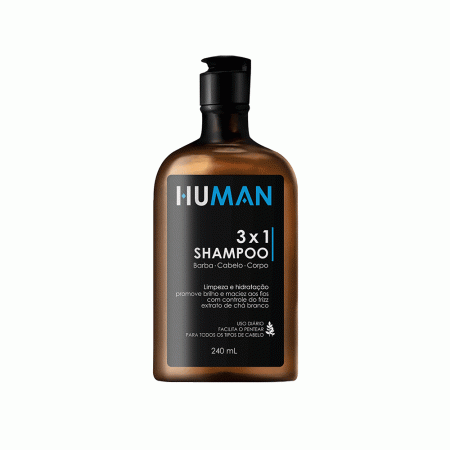 Shampoo 3x1 Human para Barba, Cabelo e Corpo 240ml