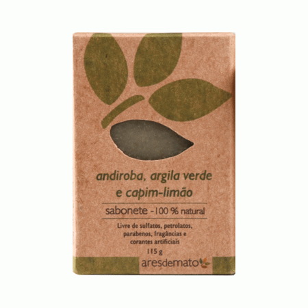Sabonete Natural de Argila Verde, Andiroba e Capim Limão Ares de Mato 115g