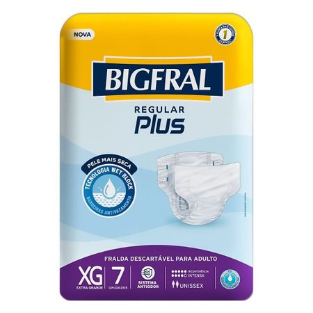 Fralda Geriátrica Bigfral Regular Plus - Tamanho Xg - 7 Unidades XG - 7 Unidades