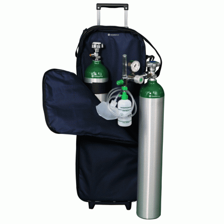 Kit Oxigênio Portátil 5 Litros com 2 Cilindros Bolsa Rodinha