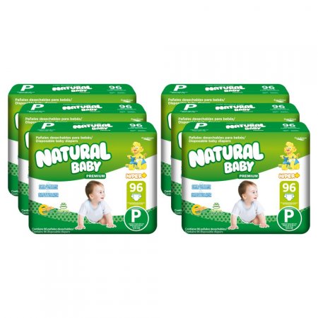 6 pacotes Natural Baby Premium Hiper Mais P 96 un.