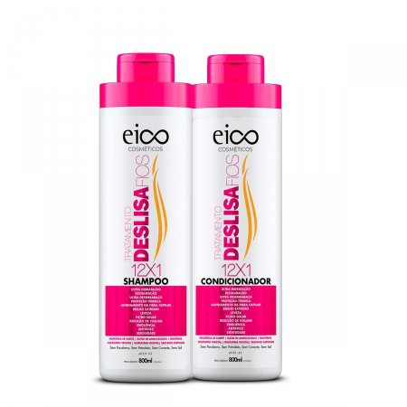 Kit Eico Tratamento Deslisa Fios Shampoo com 800ml + Condicionador com 800ml