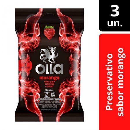 Camisinha Olla Sabor Morango com 3 unidades