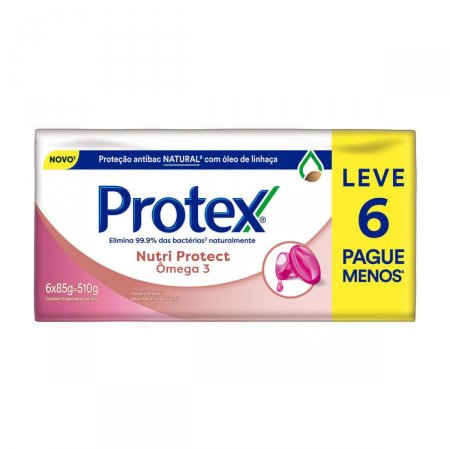 Kit Sabonete em Barra Protex Nutri Protect Ômega 3 com 6 unidades de 85g cada