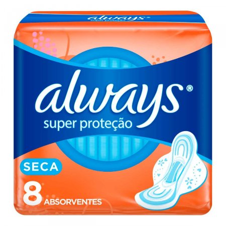 Absorvente Always Super Proteção Cobertura Seca com Abas 8 unidades