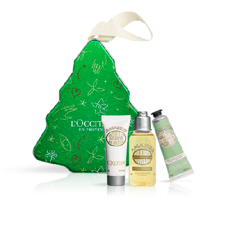 Kit Amêndoa L?Occitane em Provence - Óleo de Banho + Loção Corporal  + Creme de Mãos  + Latinha Árvore