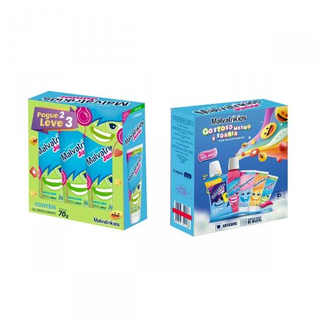 Kit Gel Dental Infantil Malvatrikids Júnior Anticárie com 3 Unidades