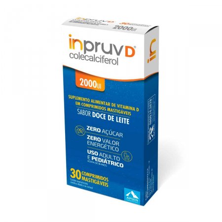 Inpruv D 2.000UI Sabor Doce de Leite  Zero Açúcar com 30 comprimidos mastigáveis