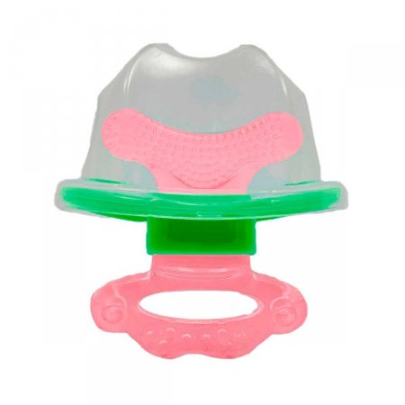 Mordedor com Massageador de Gengiva Buba Baby Rosa e Verde com 1 unidade