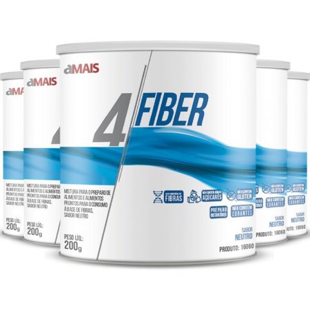 Kit 5 - 4 Fiber Fibras Soluveis Chá Mais 200g Neutro