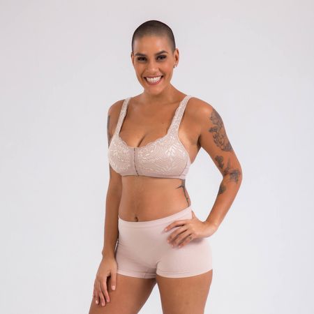 Sutiã Mastectomia Renda com Abertura Frontal Chocolate 48