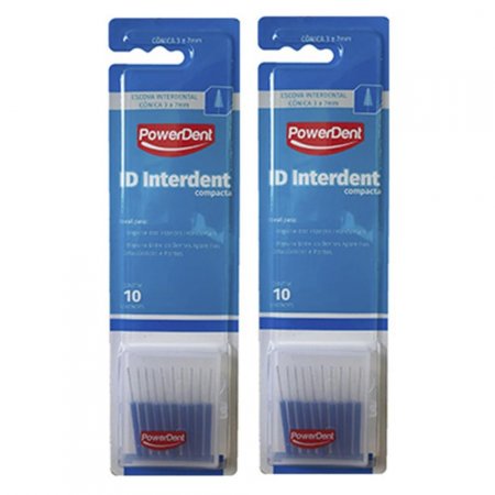 kit Escova PowerDent Interdental Conica 3 a 7mm Azul 20un