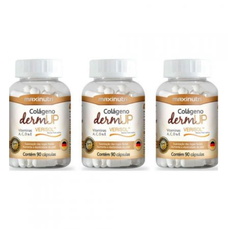 Kit 3 Unidades Colágeno Verisol Hidrolisado DermUp 90 Cápsulas MaxiNutri