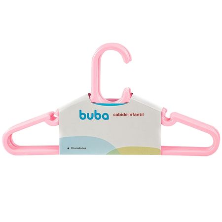 Kit 10 Cabides Infantil de Plástico Rosa - Buba BUBA12716 CABIDE INFANTIL 10 UNIDADES ROSA