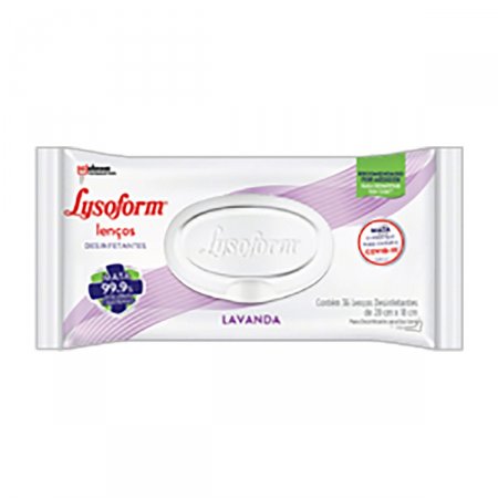 Lenço Desinfetante Lysoform Lavanda com 36 unidades