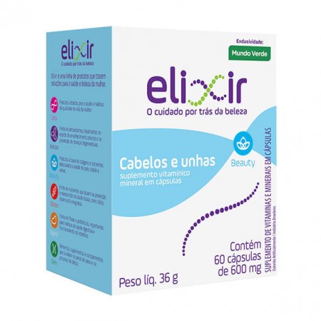 Cabelos e Unhas Elixir 600mg com 60 cápsulas
