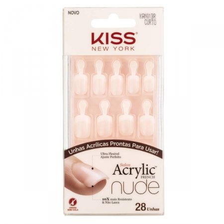 Unhas Auto Colantes Kiss Salon Color Acrylic Curta Breathtalking