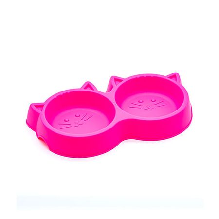Comedouro Duplo Luxo Rosa para Gato – Pet Injet