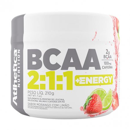 BCAA 2:1:1 e Energy Morango Limão Atlhetica 210g