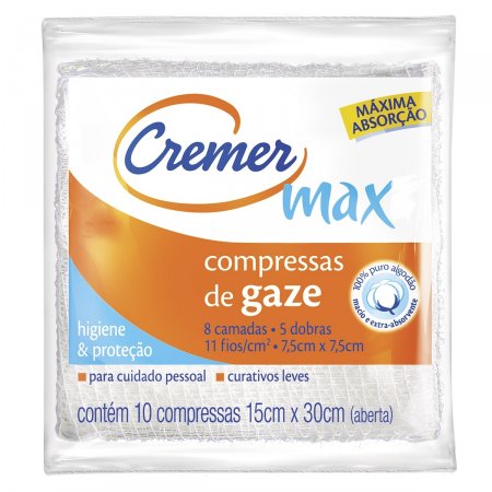Compressas de Gaze Cremer Max com 10 unidades