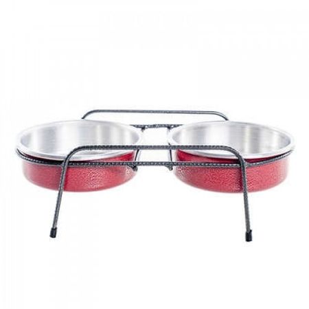 Comedouro Aramado Duplos NF Pet Vermelho P