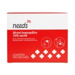Lenço com Álcool Isopropílico 70% Needs com 100 sachês